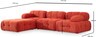 Kutna garnitura Doblo 3 Seater with Pouffe ( L1-O1-1R-Pouffe) - crvena