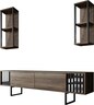 Set namještaja za dnevnu sobu, Chrome Line Set - Walnut, Black