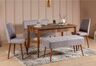 Set stola i stolica (5 komada), Vina 0701 - 4 - Walnut, Grey