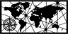 Metalna zidna dekoracija, World Map Silhouette