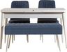 Set stola i stolica (4 komada), Vina 1048 - 3 - White, Dark Blue