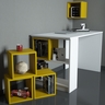 Studijski stol i policu za knjige, Box - White, Yellow