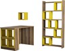 Studijski stol i policu za knjige, Box - Walnut, Yellow