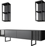 Set namještaja za dnevnu sobu, Chrome Line Set - Anthracite, Black