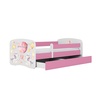 Drveni dječji krevet BALON s ladicom - 160x80 cm rozi