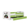 Drveni dječji krevet PANDA 2 s ladicom - 180x80 cm zeleni