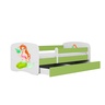 Drveni dječji krevet SIRENA s ladicom - 180x80 cm zeleni