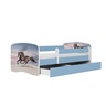 Drveni dječji krevet KONJ s ladicom - 160x80 cm plavi