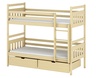 Drveni dječji krevet na kat Adas s ladicom - svijetlo drvo - 180x80 cm