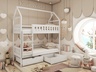 Drveni dječji krevet na kat Gaja s ladicom - bijeli - 200x90 cm