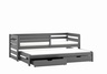 Drveni dječji krevet Senso s dodatnim krevetom i ladicom - grafit - 190x90 cm