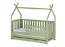 Drveni dječji krevet Tytus s dodatnim krevetom i ladicom - olive - 160x80 cm