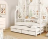 Drveni dječji krevet Papi s dodatnim krevetom i ladicom - bijeli - 160x80 cm