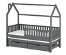 Drveni dječji krevet Monkey s dodatnim krevetom i ladicom - grafit - 180x80 cm
