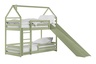 Drveni dječji krevet na kat Play s toboganom - olive - 190x90