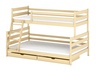 Drveni dječji krevet na kat Nora Family New s dvije ladice - svijetlo drvo - 90/120x200 cm