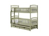 Drveni dječji krevet na kat Blanka s tri kreveta i ladicom - olive - 180x80 cm