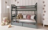 Drveni dječji krevet na kat Gabi s ladicom - grafit - 190x90 cm