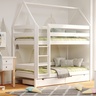 Drveni dječji krevet na kat Domek - bijeli - 200x90 cm - S 2 ladice