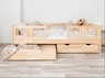 Drveni dječji krevet Luna 20 - svijetlo drvo - 200x90 cm - S 2 ladice