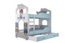 Drveni dječji krevet na kat Dominik Domek - PAW PATROL - plavi - 160x80 cm - 8 cm PE madrac