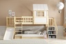 Drveni dječji povišeni krevet Antresola s toboganom I stepenicama - 200x90cm - svijetlo drvo