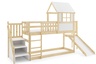 Drveni dječji povišeni krevet Antresola s toboganom I stepenicama - 200x90cm - svijetlo drvo