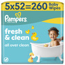 Pampers Fresh Clean vlažne maramice, 5 pakiranja, 260 kom