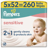 Pampers Sensitive vlažne maramice, 5 pakiranja, 260 kom