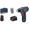 BOSCH Professional akumulatorska bušilica-izvijač GSR 12V-15, 2x2,0 Ah, 25-dijelni set, torba