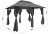 Vrtni paviljon s bočnim zavjesama i mrežom protiv komaraca 3 x 4 x 2,65 m sivi RO