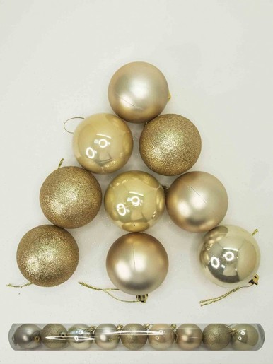 Plastična kuglica - Zlatna 6 cm - 9 kom