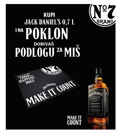 Jack Daniel's whiskey 0,7 l + podloga za miš na poklon