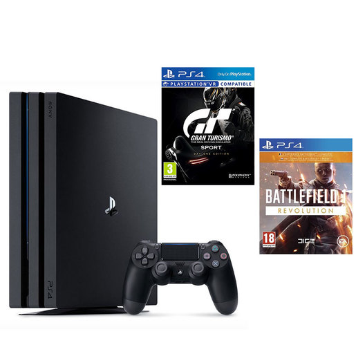 PlayStation 4 PRO + Gran Turismo Sport + Battlefield 1 rev.