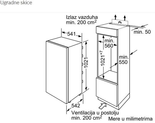 Bosch frižider KIR20V21FF
