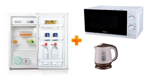 VIVAX HOME frižider TTR-93 + VIVAX HOME mikrotalsana pećnica MWO-2077 + KUVALO WH102BB
