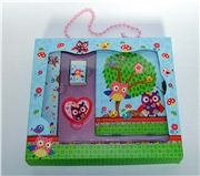 Set dnevnik s ključićem i dodacima sova i drvo