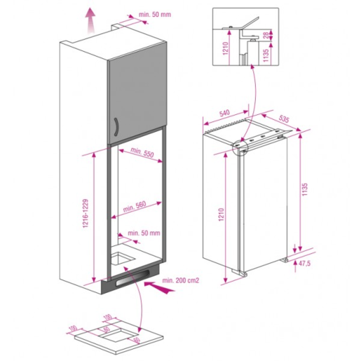 Beko ugradni frižider BLSA 210M 2 S