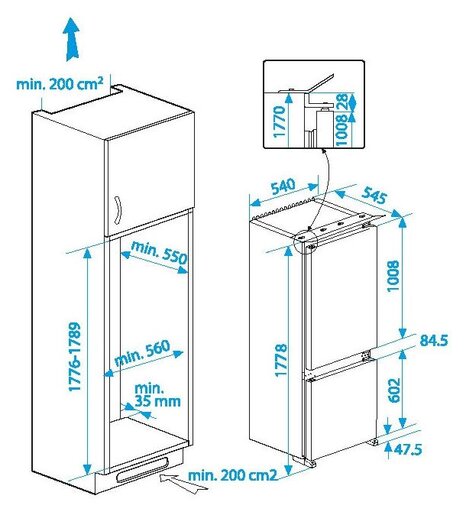 Beko ugradni frižider BCSA 285K 2 S
