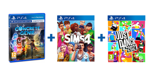 Obiteljski PS4 paket 3 igre (Just Dance 2021 + The Sims 4 + Concrete Genie)