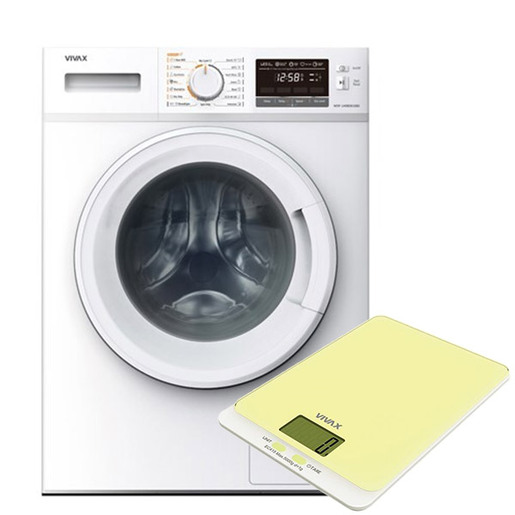 Vivax mašina za pranje i sušenje veša WDF-1408D615BS + kuhinjska vaga KS-502Y