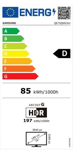 Televizor Samsung QE75Q60CAUXXH QLED TV 75" ultra HD, Quantum dot, Quantum HDR, Solar cell daljinski, Air slim