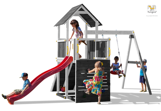 Fungoo drveno dječje igralište CAROL 3 sivo - bijeli set