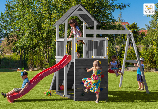 Fungoo drveno dječje igralište CAROL 3 sivo - bijeli set