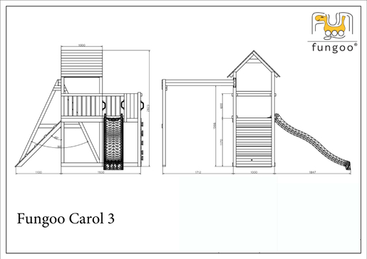 Fungoo drveno dječje igralište CAROL 3 sivo - bijeli set