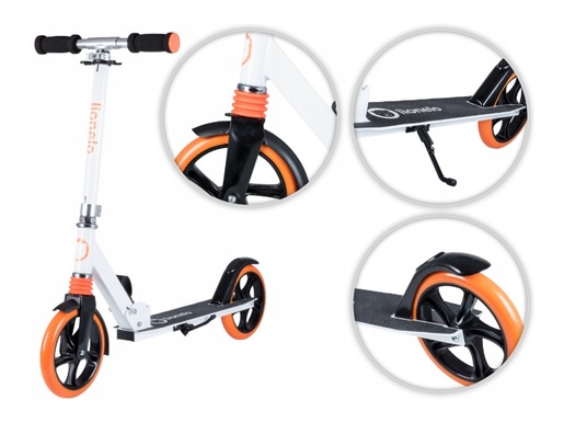 Lionelo romobil Luca, nosivost do 100Kg, za djecu i odrasle, bijeli