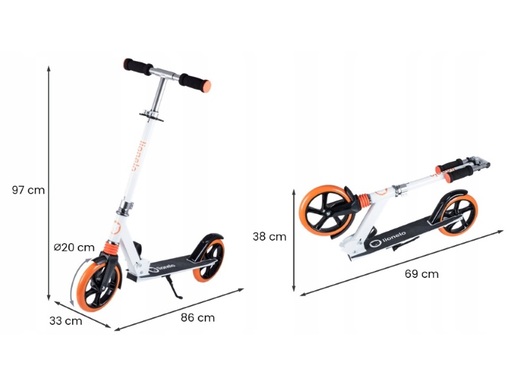 Lionelo romobil Luca, nosivost do 100Kg, za djecu i odrasle, bijeli