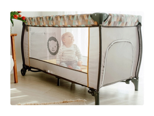 Lionelo dječji prijenosni krevetić Sven PLUS, siva-scandi