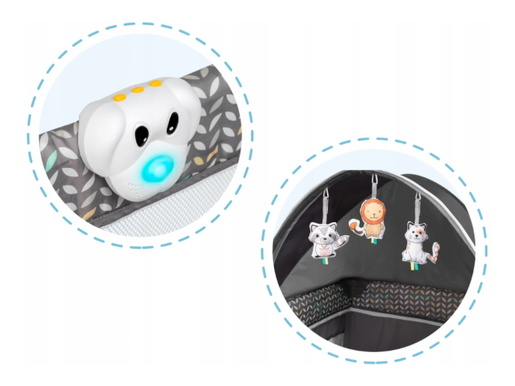 Lionelo dječji prijenosni krevetić Sven PLUS, siva-scandi