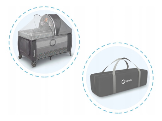 Lionelo dječji prijenosni krevetić Sven PLUS, siva-scandi